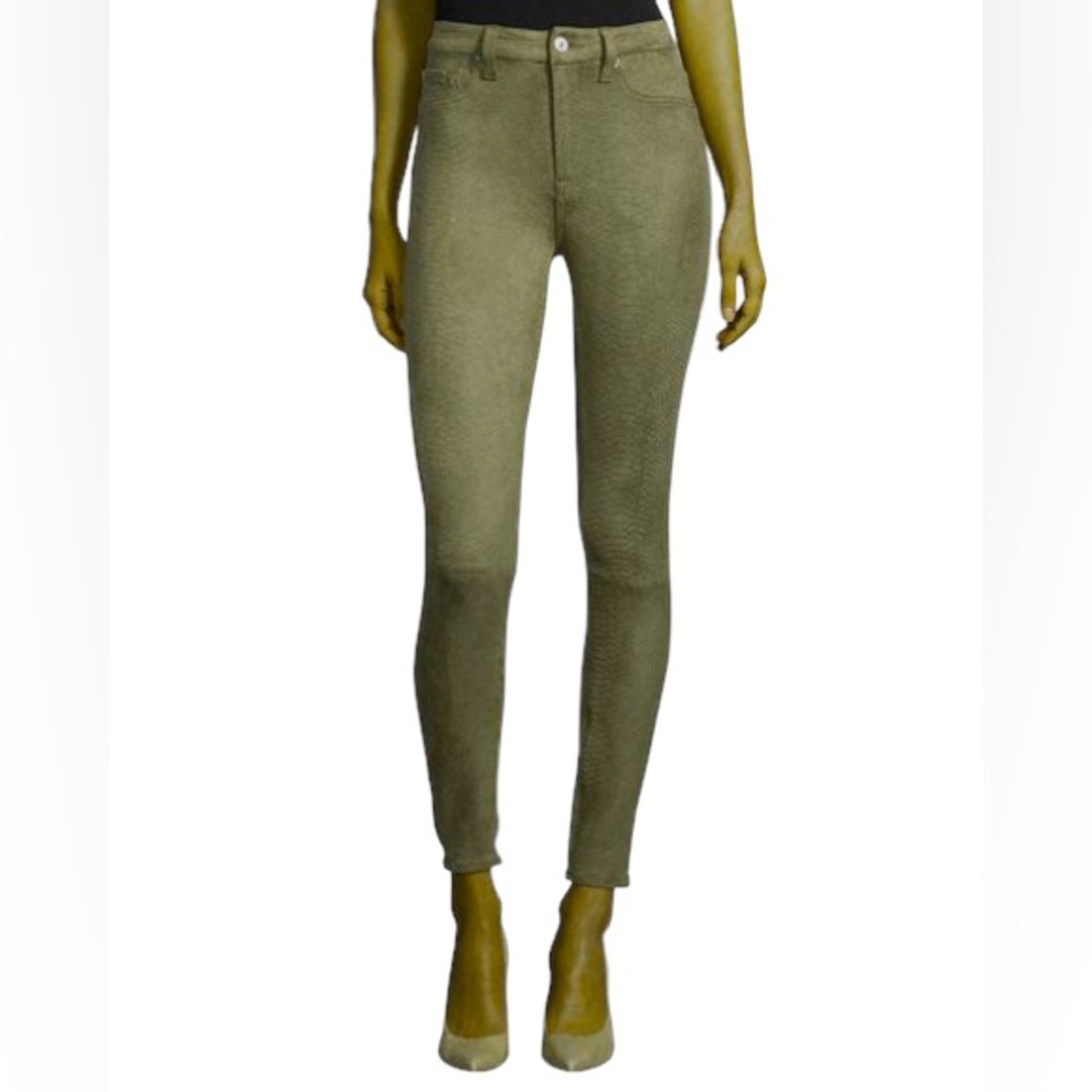 7 For All Mankind Snake Print Embossed Faux Suede Pant Jean Olive 29